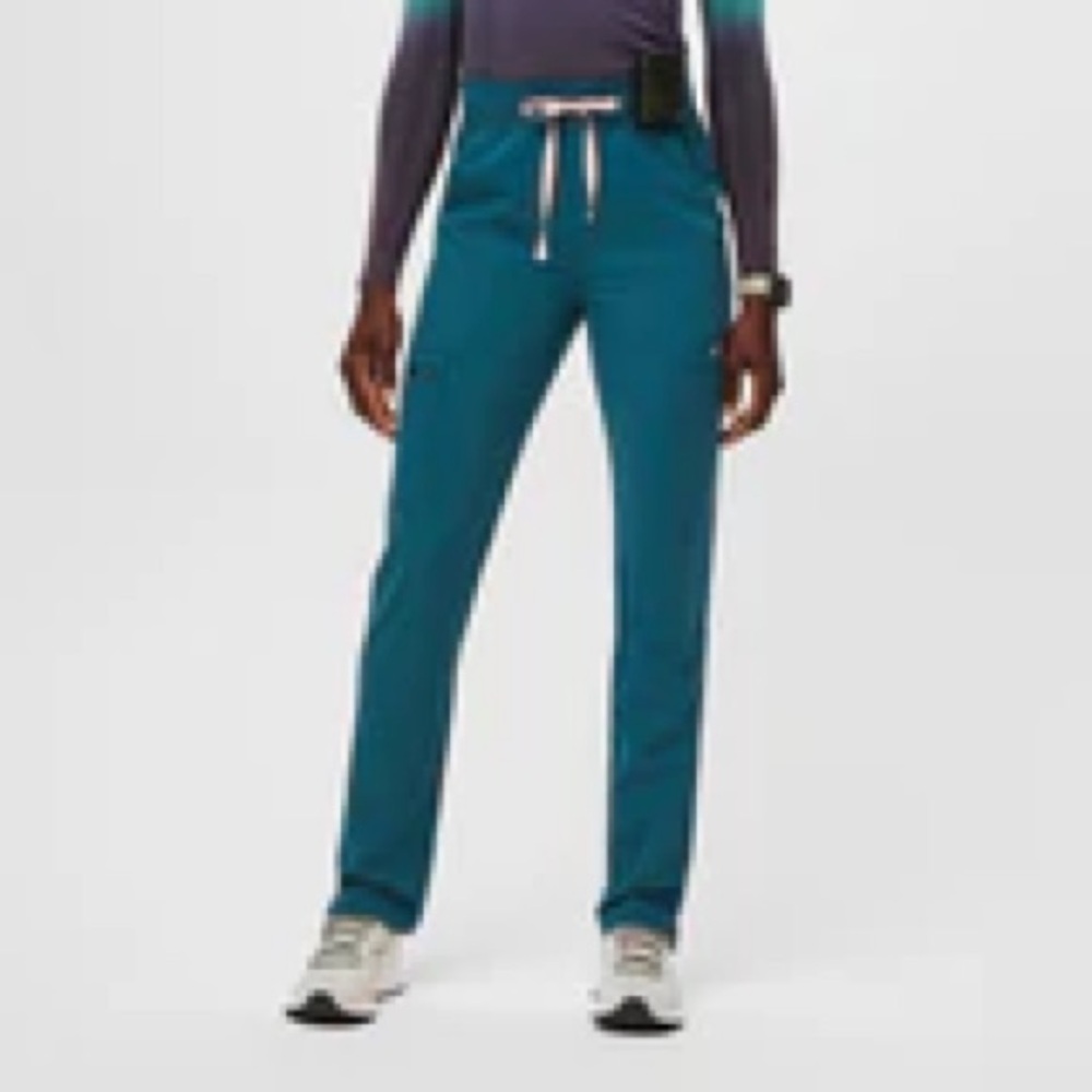 Figs Yola high waisted skinny scrub pants, Caribbean blue XL - Picture 2 of 2